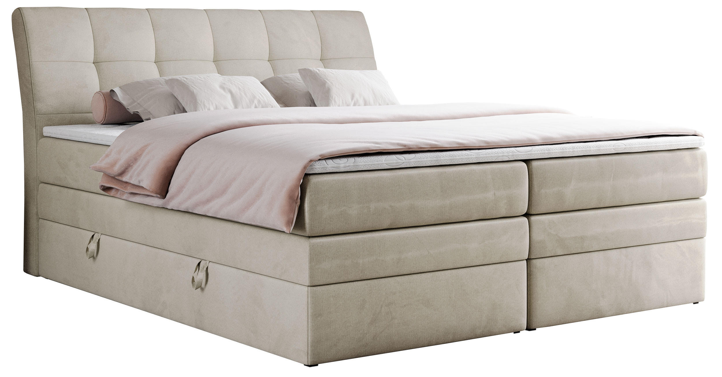 BOXSPRINGBETT GOLD-10 KING 160/200 Beige Velvet - H3 - Beige, Holz/Textil (160/200cm) - MKS