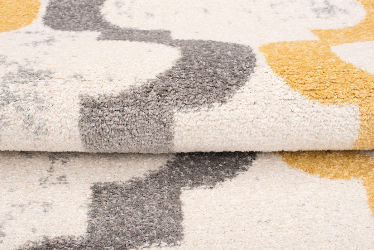 TEPPICH LAZUR Weiß 160/220 cm - Ecru/Currygelb, Kunststoff (160/220cm) - Tapiso