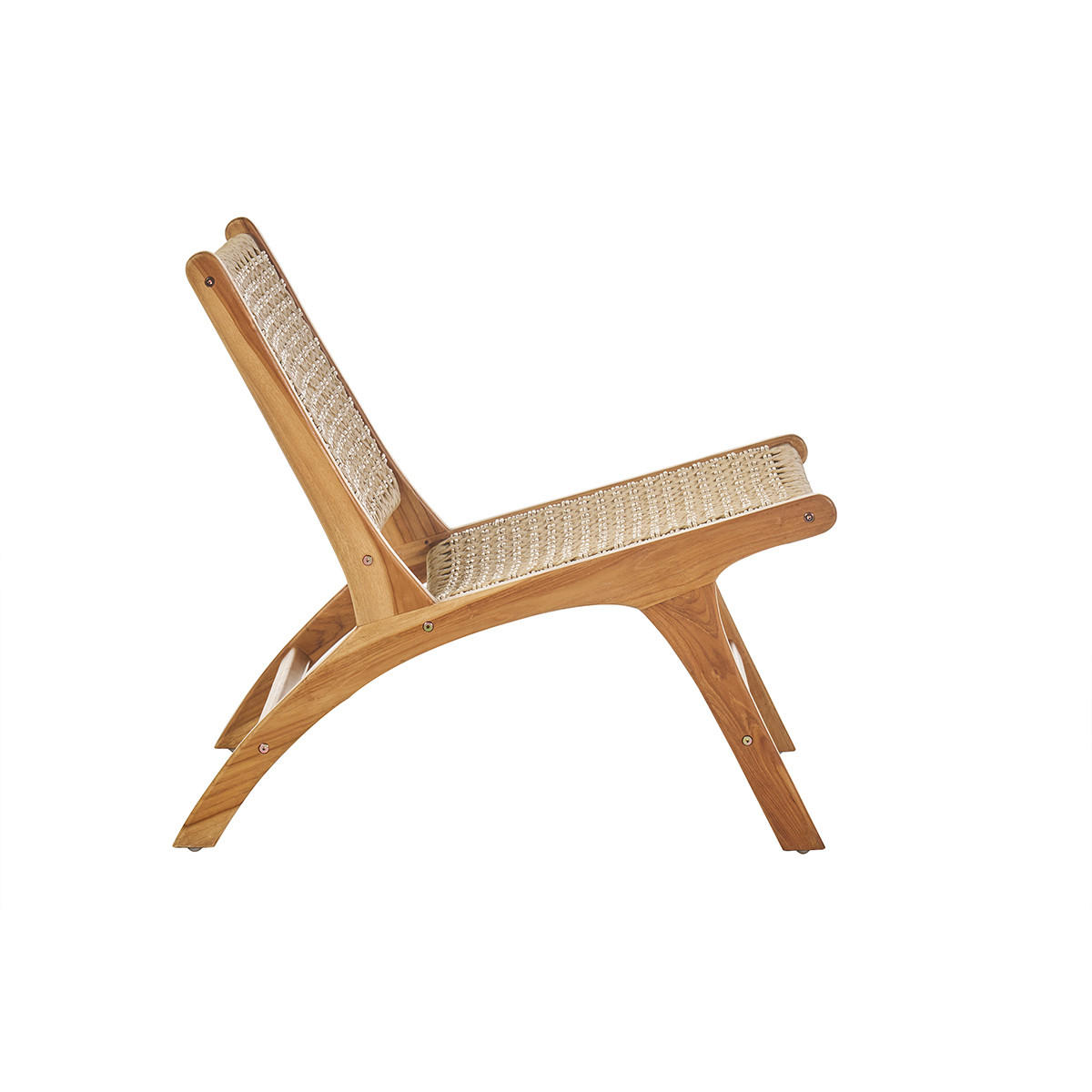 LOUNGESESSEL Massivholz Teak Geflochtenes Seil SUMBA - Braun, Holz (78/70/64.5cm) - Miliboo