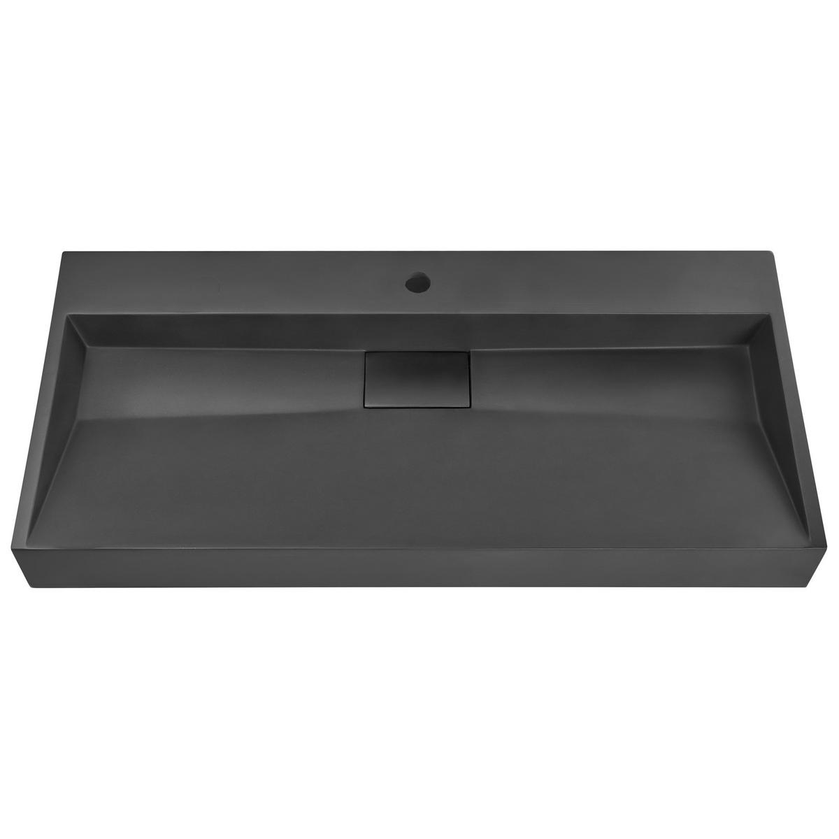 HÄNGEWASCHBECKEN Schwarz 100/46 cm Mineralguss Quenko - Schwarz, Naturmaterialien (100/12/46cm) - Beliani