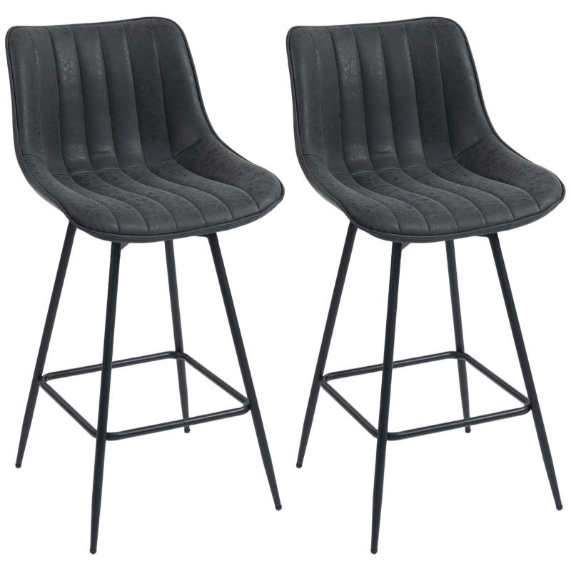 BARHOCKER DE-36069 2er Set drehbar mit Lederoptik Schwarz - Schwarz, Metall (47/97.5/54.5cm) - ComfortXL