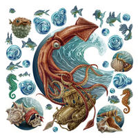 WANDAUFKLEBER 130x131cm - U-Boot - Multicolor, Kunststoff (130/131/0.1cm) - Wallfluent