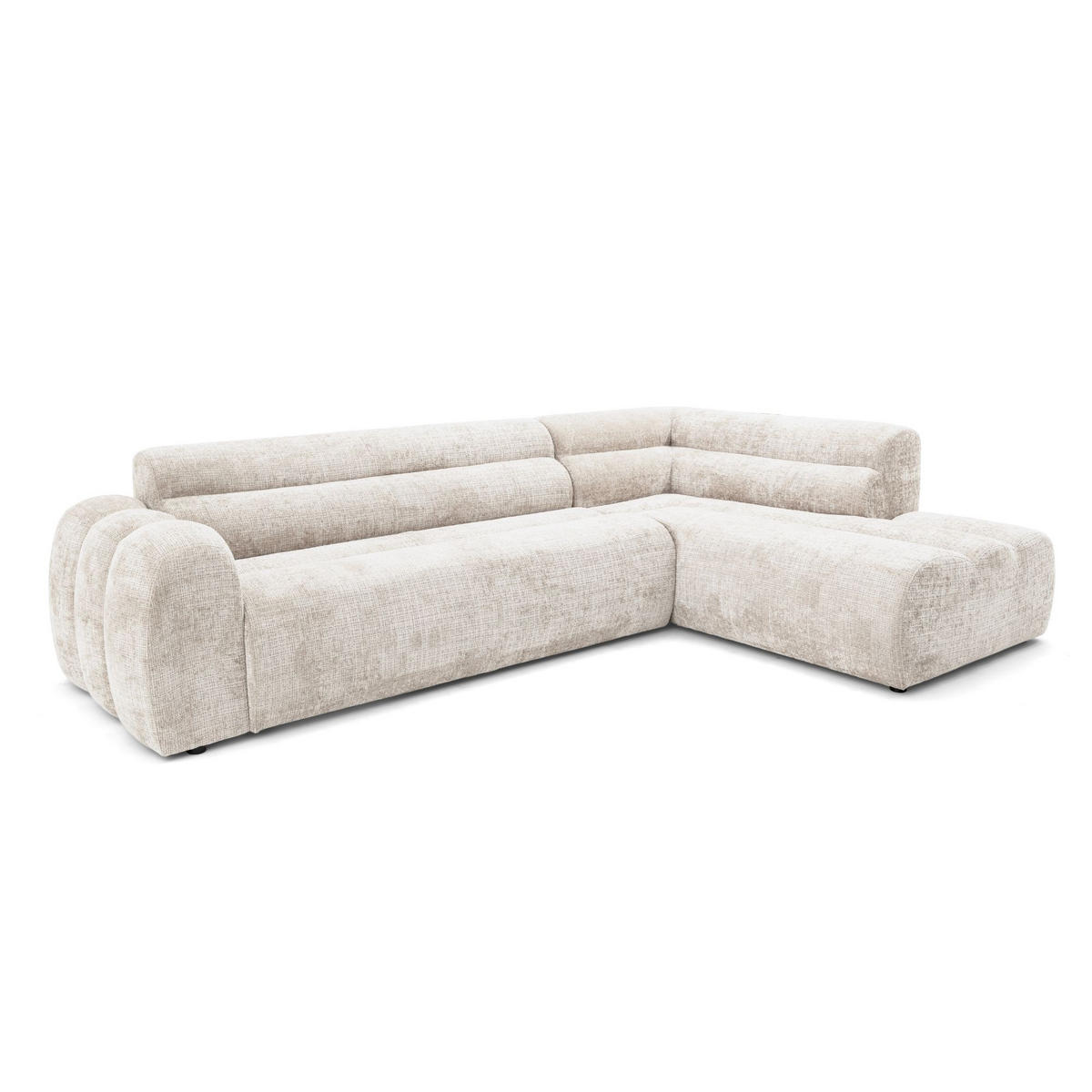 4-SITZER modulares Ecksofa VEER L Rechts, 283 x 190 cm, Chenille Webstoff Creme - Creme/Schwarz, Holz/Kunststoff (190/283cm) - Muffo