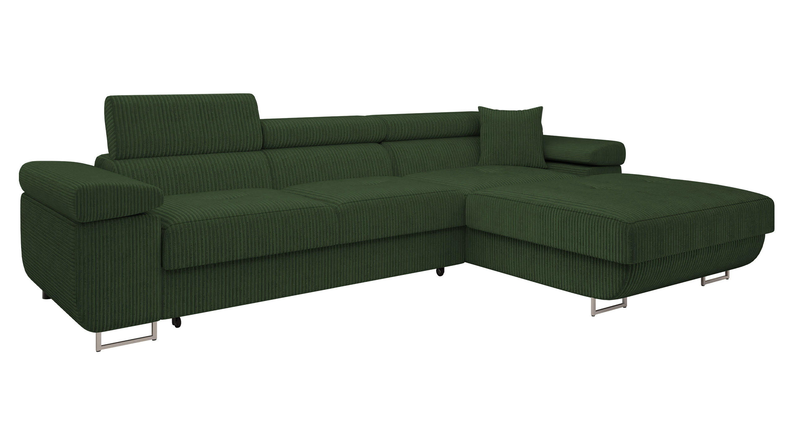 ECKSOFA Torezio Mini Cord, Seite: Rechts - Grün, Holz/Textil (280/170cm) - MIRJAN24