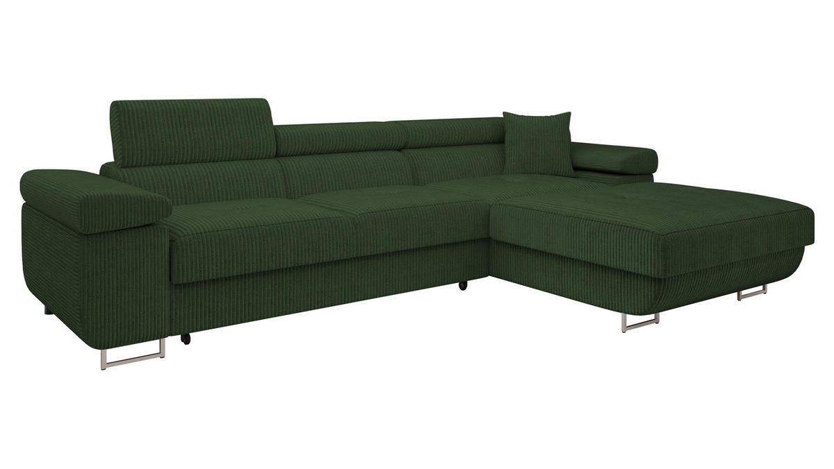 ECKSOFA Torezio Mini Cord, Seite: Rechts - Grün, Holz/Textil (280/170cm) - MIRJAN24