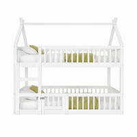 ETAGENBETT mit Treppe und Tür 90x200 cm Weiß - Weiß, Holzwerkstoff (90/200cm) - Beauniv