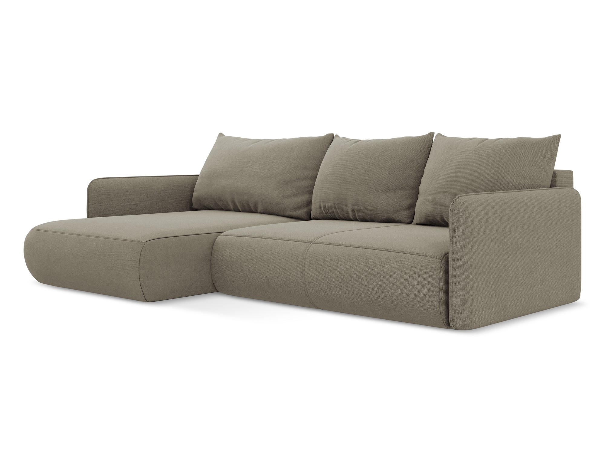ECKSOFA mit Schlaffunktion Strukturstoff Stoff Beige - Beige/Schwarz, Kunststoff/Textil (148/240cm) - Makamii