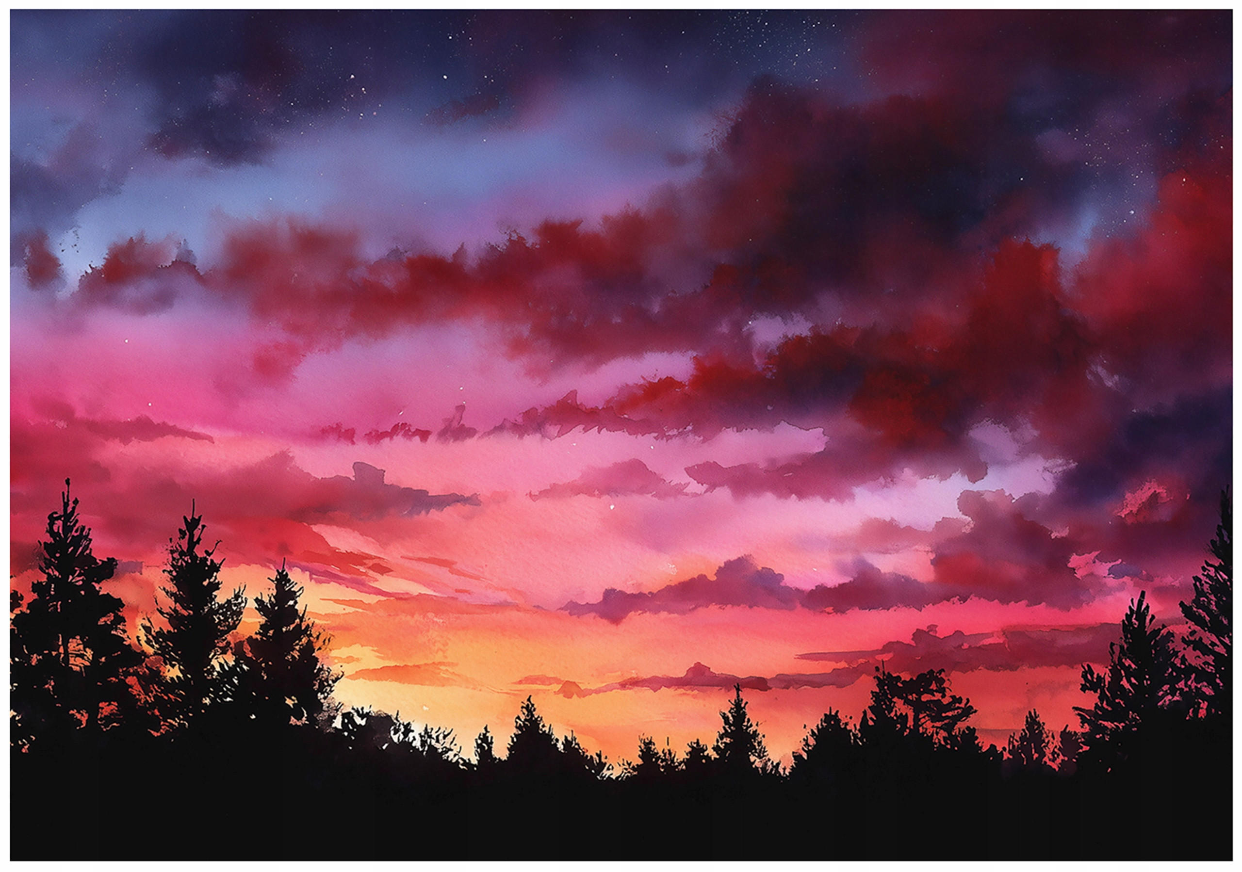 FOTOTAPETE Landschaft Himmel Rosa 350x250 cm - Multicolor, Papier (350/250cm) - Wallarena
