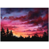 FOTOTAPETE Landschaft Himmel Rosa 350x250 cm - Multicolor, Papier (350/250cm) - Wallarena