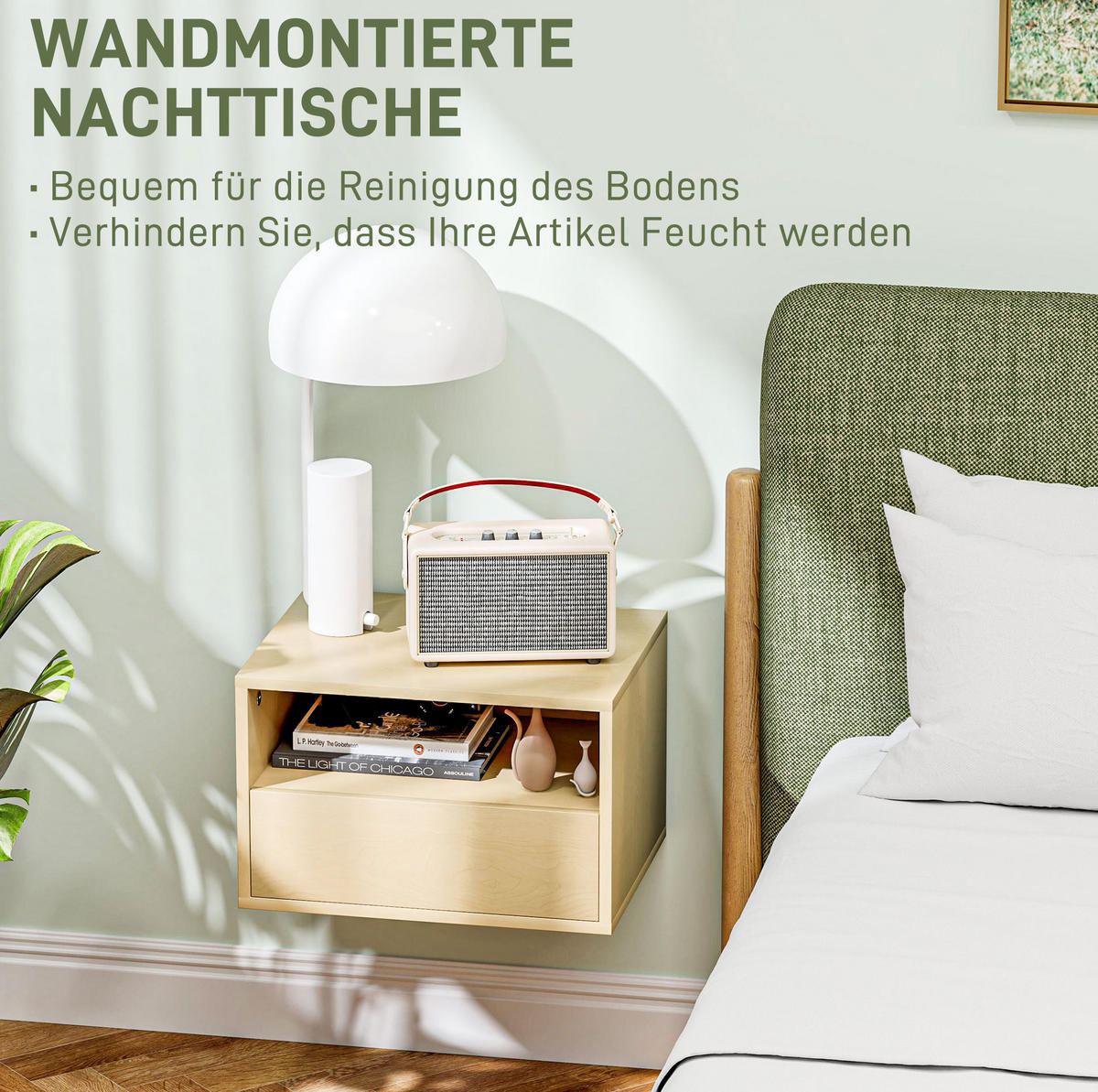NACHTTISCH-SET 35/45/27,5 cm natur aus Holzwerkstoff wandhängend - Hellbraun, Holz (35/27.5/45cm) - OKWISH