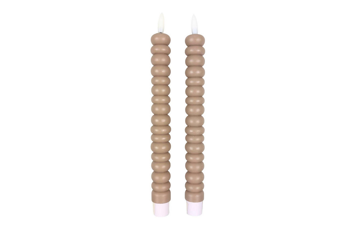 LED-KERZENSET Ø2,2x22 cm, Beige - Beige, Naturmaterialien (2.2/2.2/22cm) - dasmöbelwerk