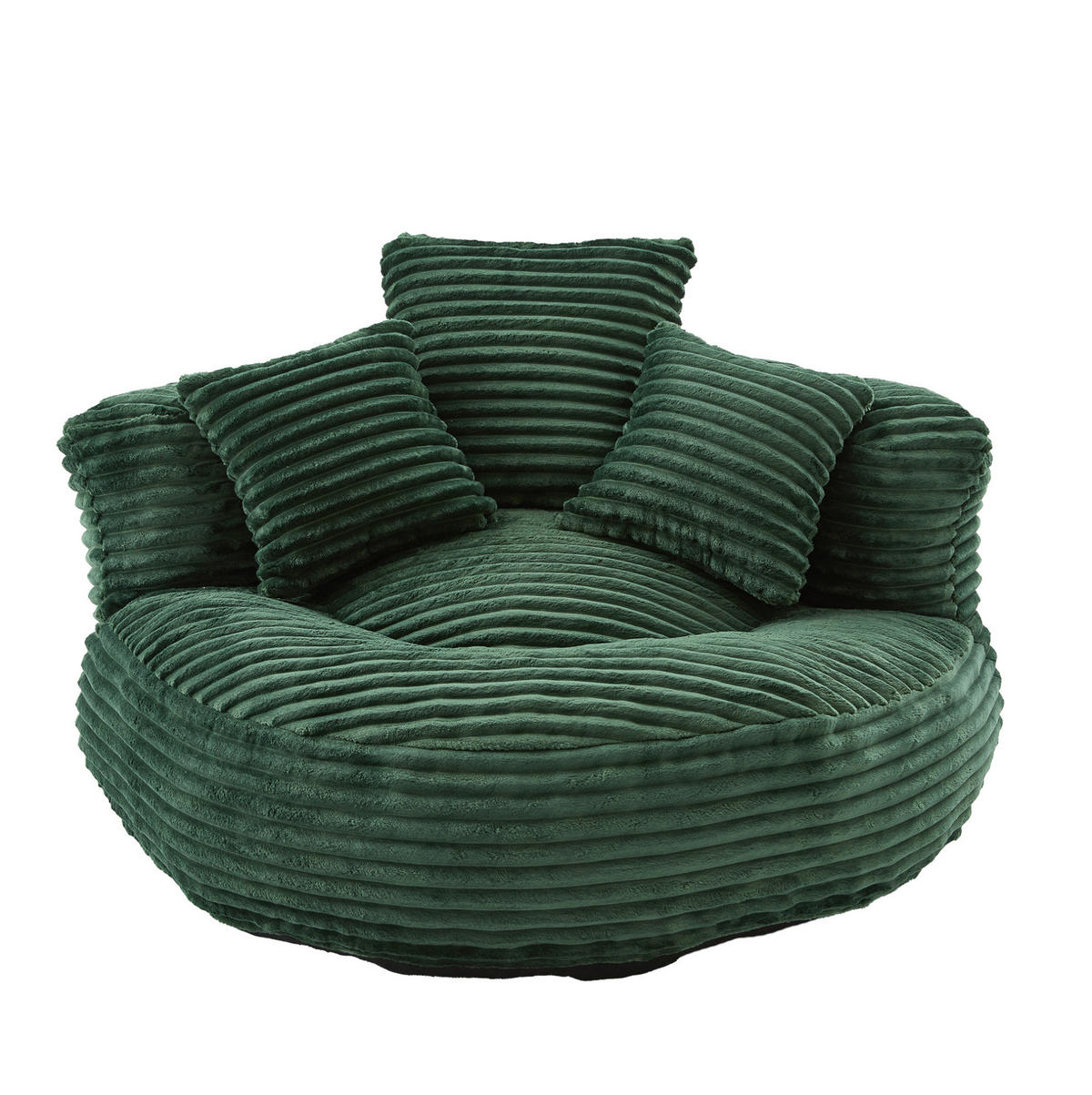 SITZSACK mit hoher Rückenlehne 108 x 108 x 52 cm Cord Emerald - Smaragdgrün, Textil (108/52/108cm) - Meubliv