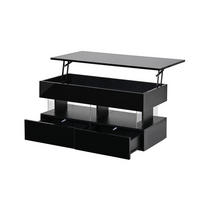 COUCHTISCH DE-37106 höhenverstellbar mit LED und 2 Schubladen Schwarz - Schwarz, Holzwerkstoff (100/50/46cm) - ComfortXL