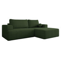 ECKSOFA Mivo Cord, Seite: Rechts - Schwarz/Grün, Holz/Kunststoff (266/163cm) - MIRJAN24