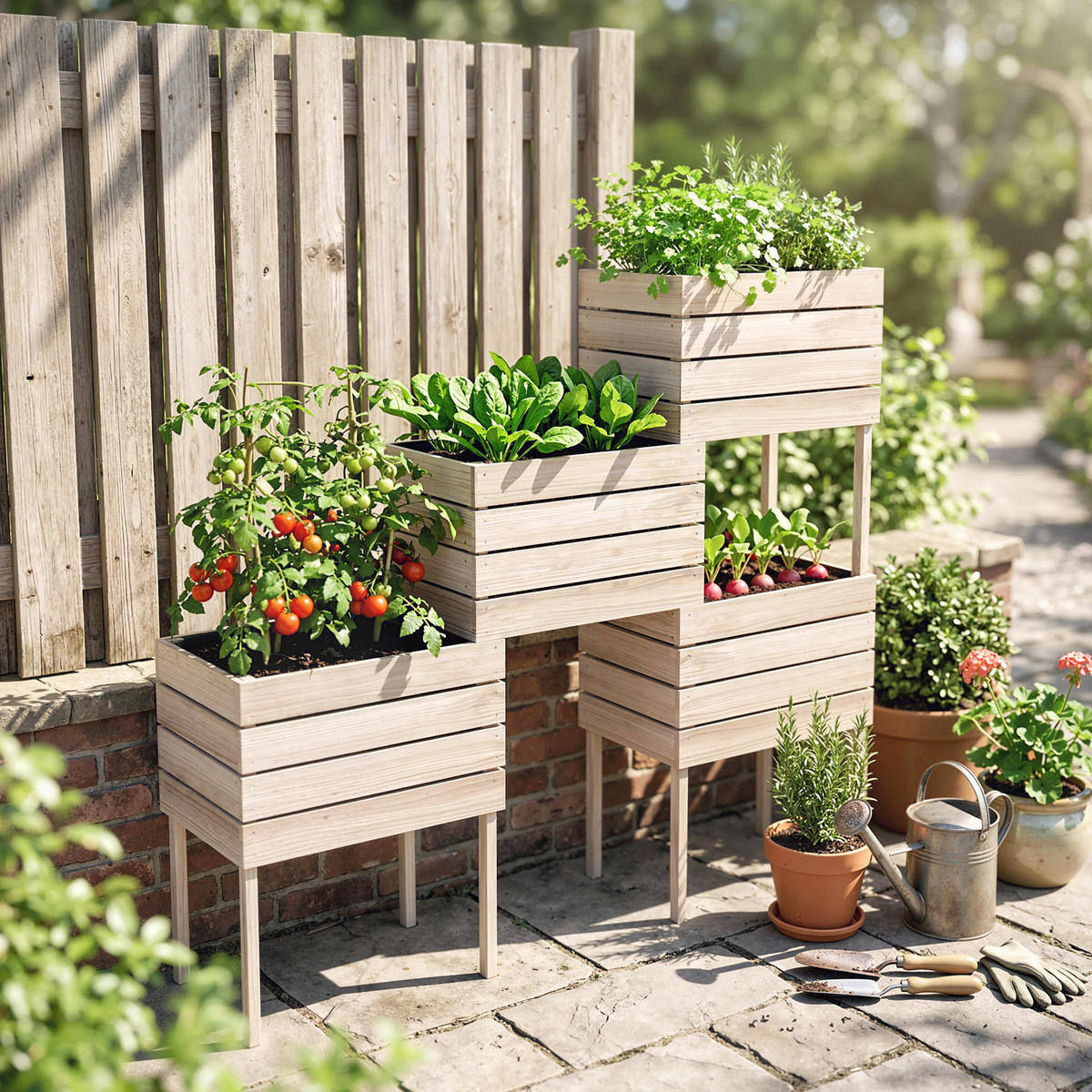 VYŠŠÍ ZÁHON Dřevěný květináč, 4 možnosti kombinace, pro zahradu a balkon, přírodní dřevo - barva smrku, dřevo/plast (30/60/50cm) - Outsunny