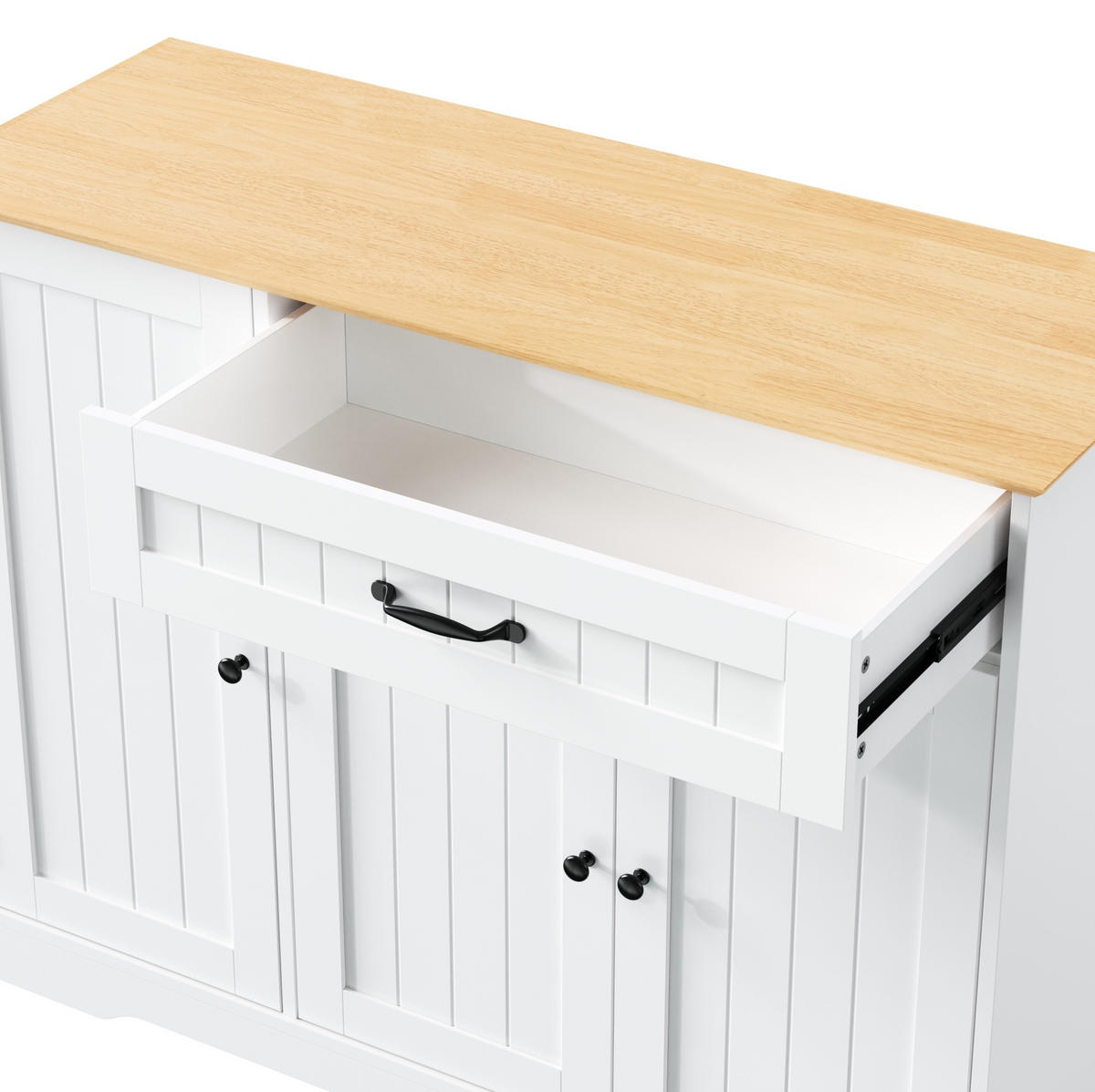 SIDEBOARD mit 3 Türen und Schublade MDF Weiß/Natur - Beige, Holzwerkstoff (107/83.4/40cm) - Meubliv