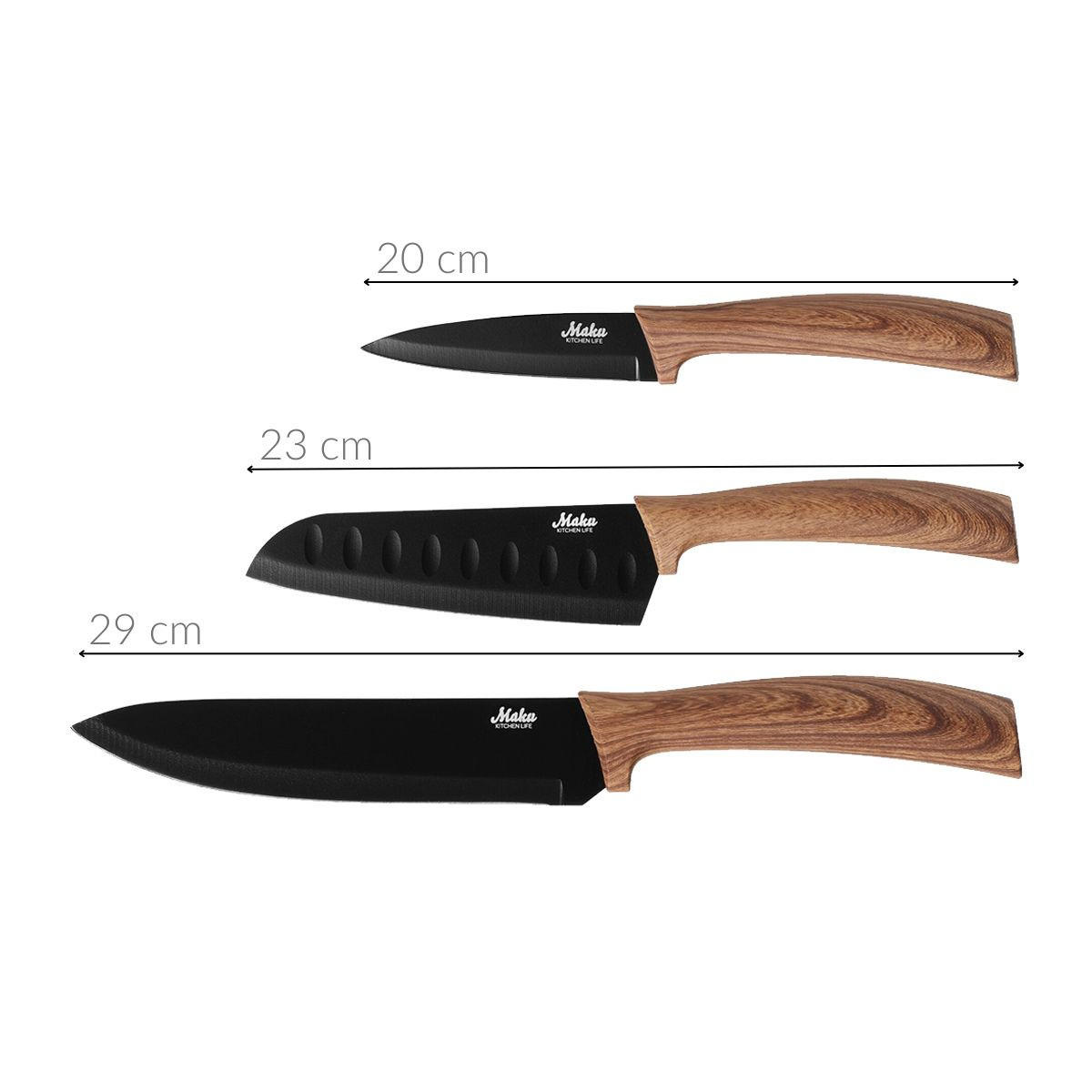 MESSERSET Edelstahl 3-teilig - Braun, Metall