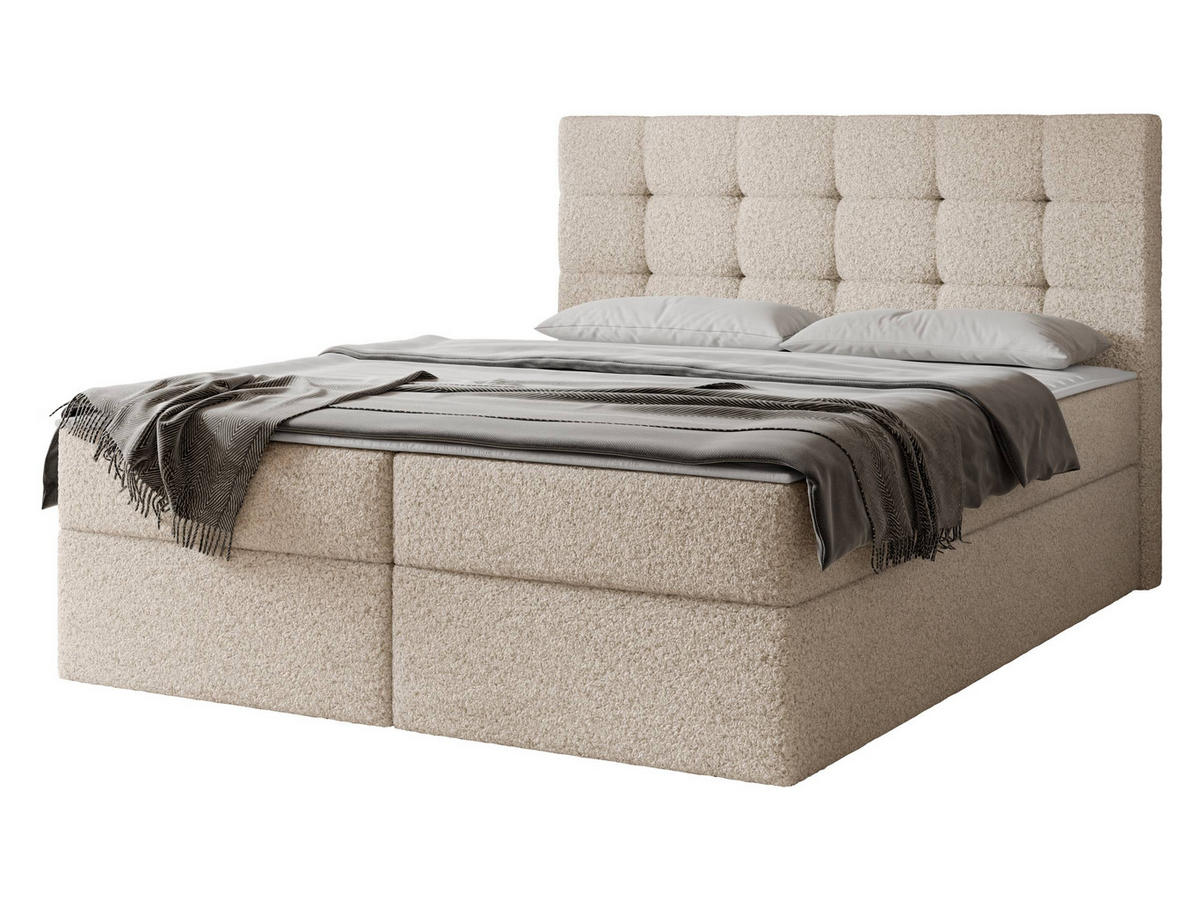 BOXBETT Luanda Boucle - H3 - Beige, Holzwerkstoff/Textil (180/200cm) - MIRJAN24