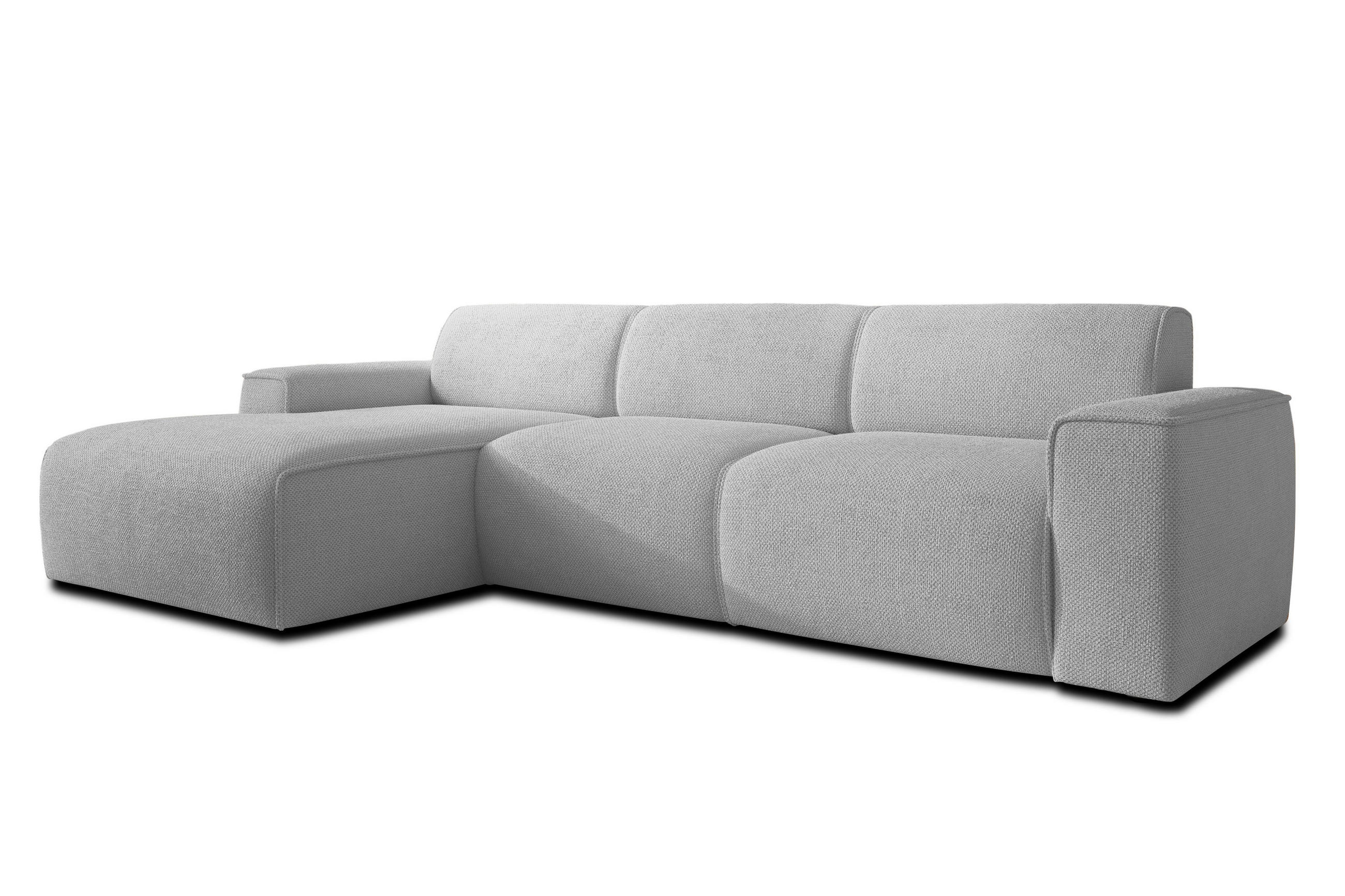 ECKSOFA L Form Didim mini Hellgrau 310/165/78 cm – stilvolle kleine Eckcouch L - Hellgrau/Schwarz, Kunststoff/Textil (165/310cm) - AX Living