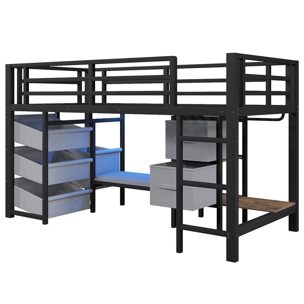 POTKROVNI KREVET 90x200 cm, metal, crni - crna, metal (90/200cm) - KOMHTOM