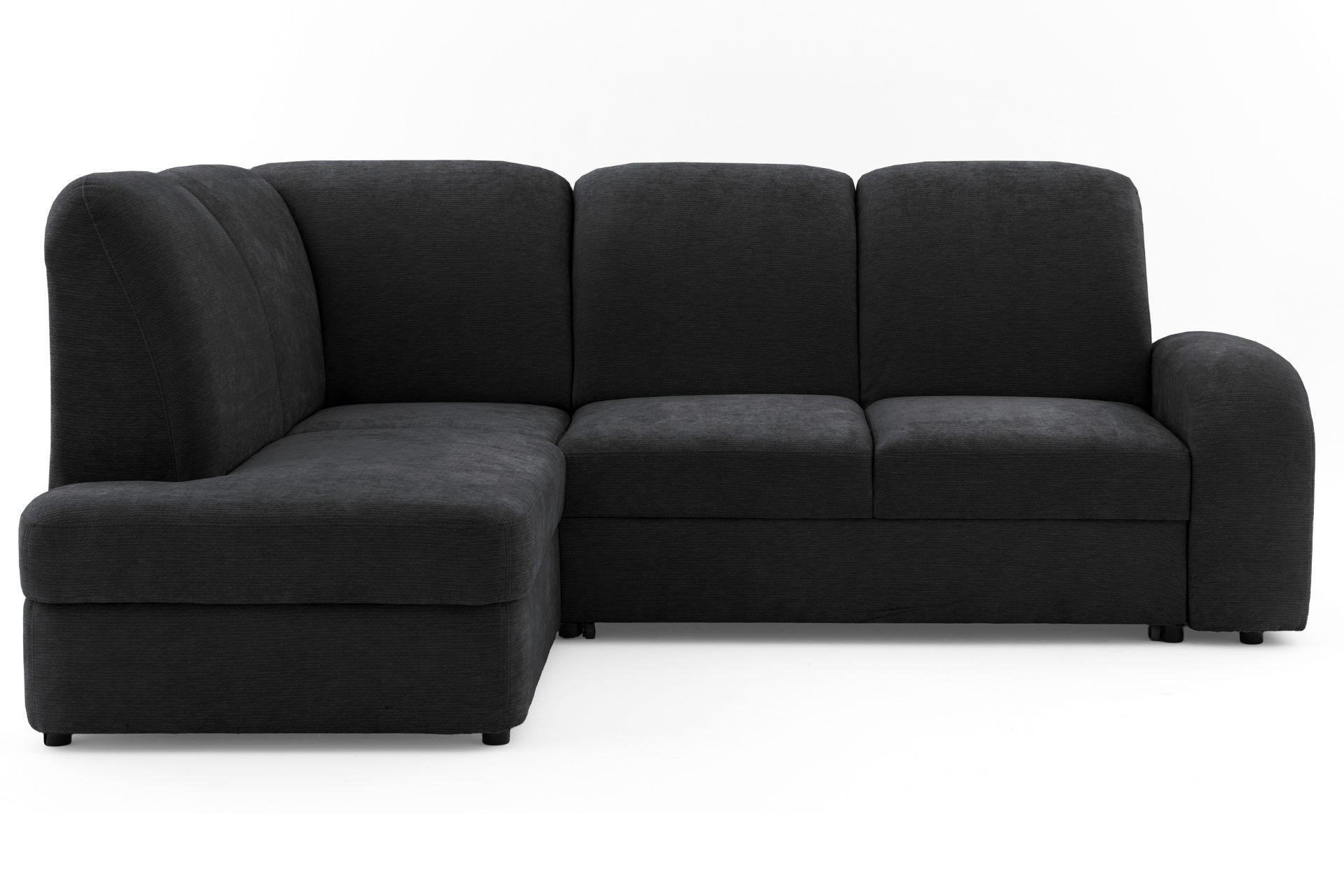 ECKSOFA VIBE L Links mit Schlaffunktion 129x205 Chenille Anthrazit - Anthrazit/Schwarz, Holz/Kunststoff (186/250cm) - Muffo