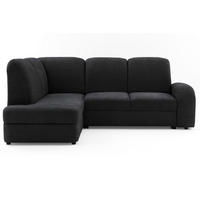 ECKSOFA VIBE L Links mit Schlaffunktion 129x205 Chenille Anthrazit - Anthrazit/Schwarz, Holz/Kunststoff (186/250cm) - Muffo