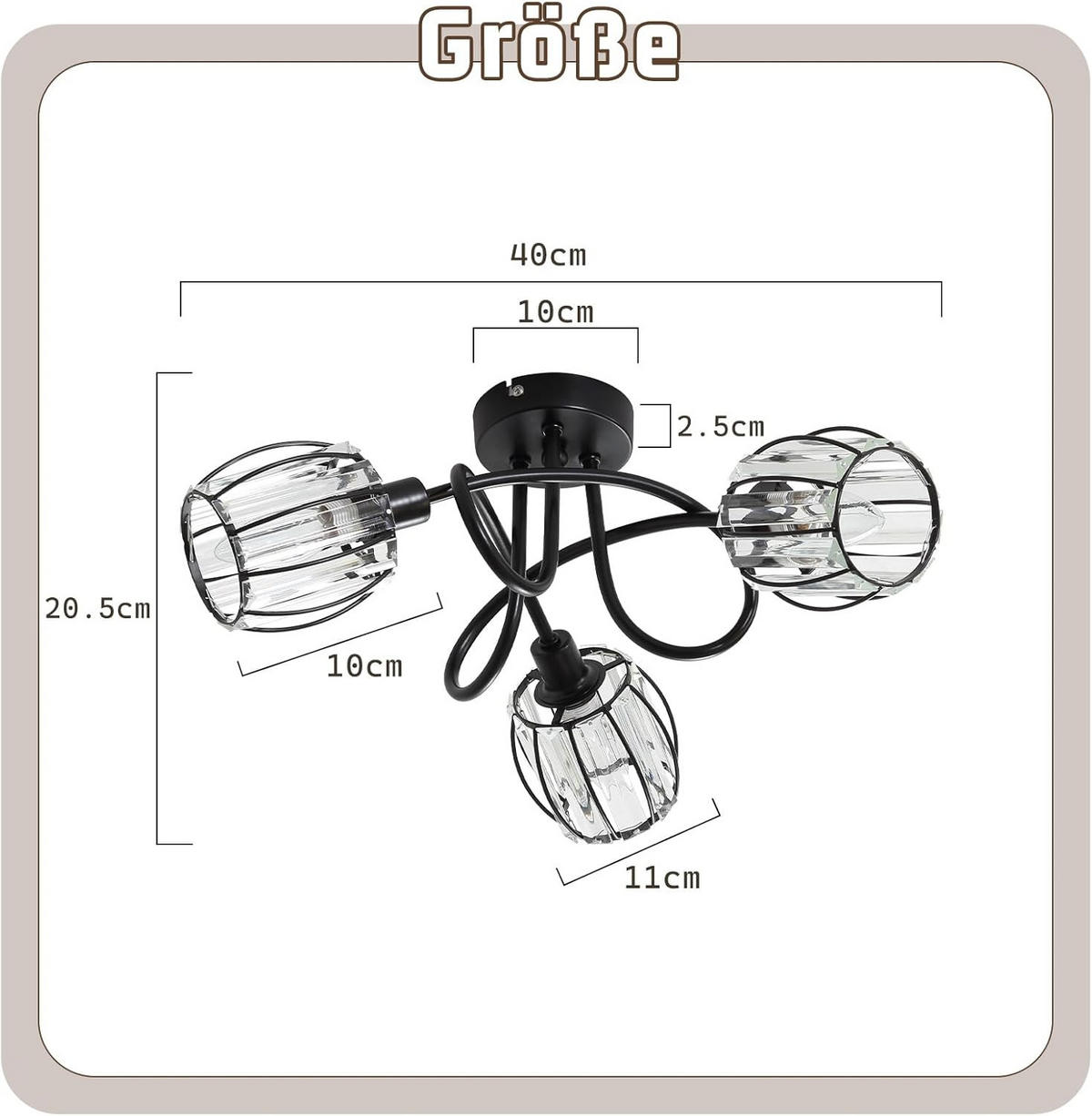 DECKENSTRAHLER Flammenschanz 20.5/20.5/40 cm - Schwarz, Glas (40/20.5/20.5cm) - ZMH