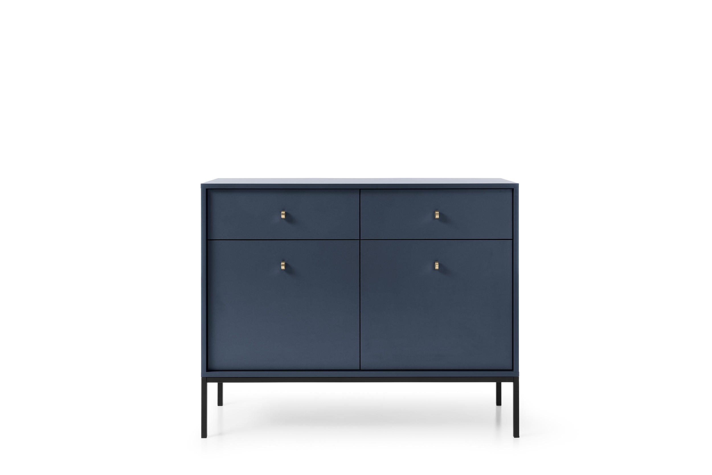 KOMMODE Molly Dunkelblau, Schwarze Beine, Kombikommode - Schwarz/Dunkelblau, Holzwerkstoff/Metall (104/83/39cm) - Bettso