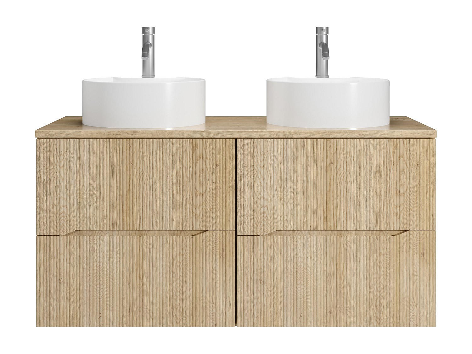 DOPPELWASCHTISCH - 120 cm x 46 cm - Holz, Platte - Naturfarben Hell - ORISO - Naturfarben, Holz (120/57/46cm) - Vente-Unique