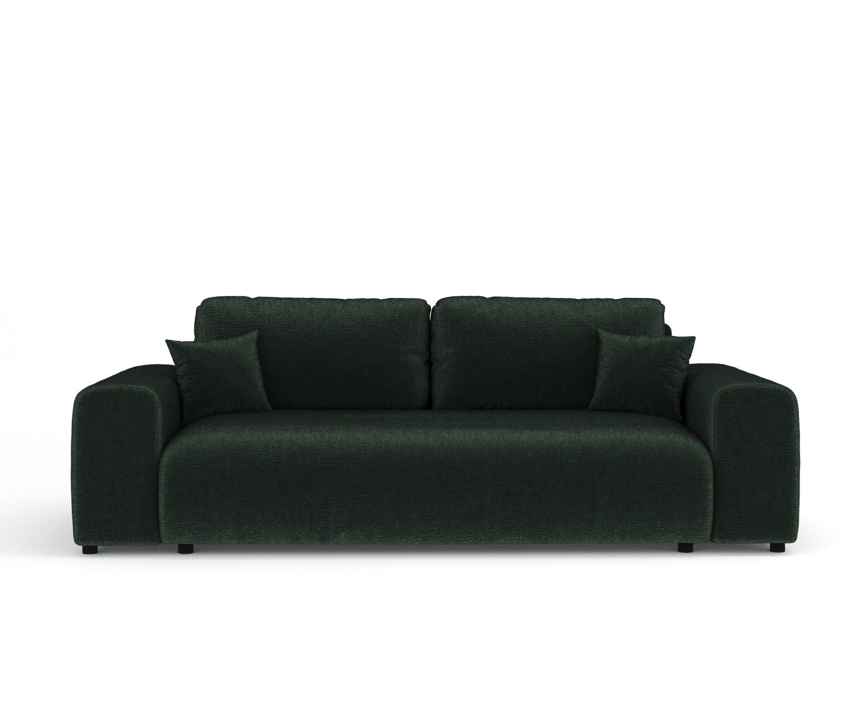 3-SITZER-SOFA Zanzibar Grün Chenille - Schwarz/Grün, Holz/Holzwerkstoff (213/79/108cm) - Maison de Reve