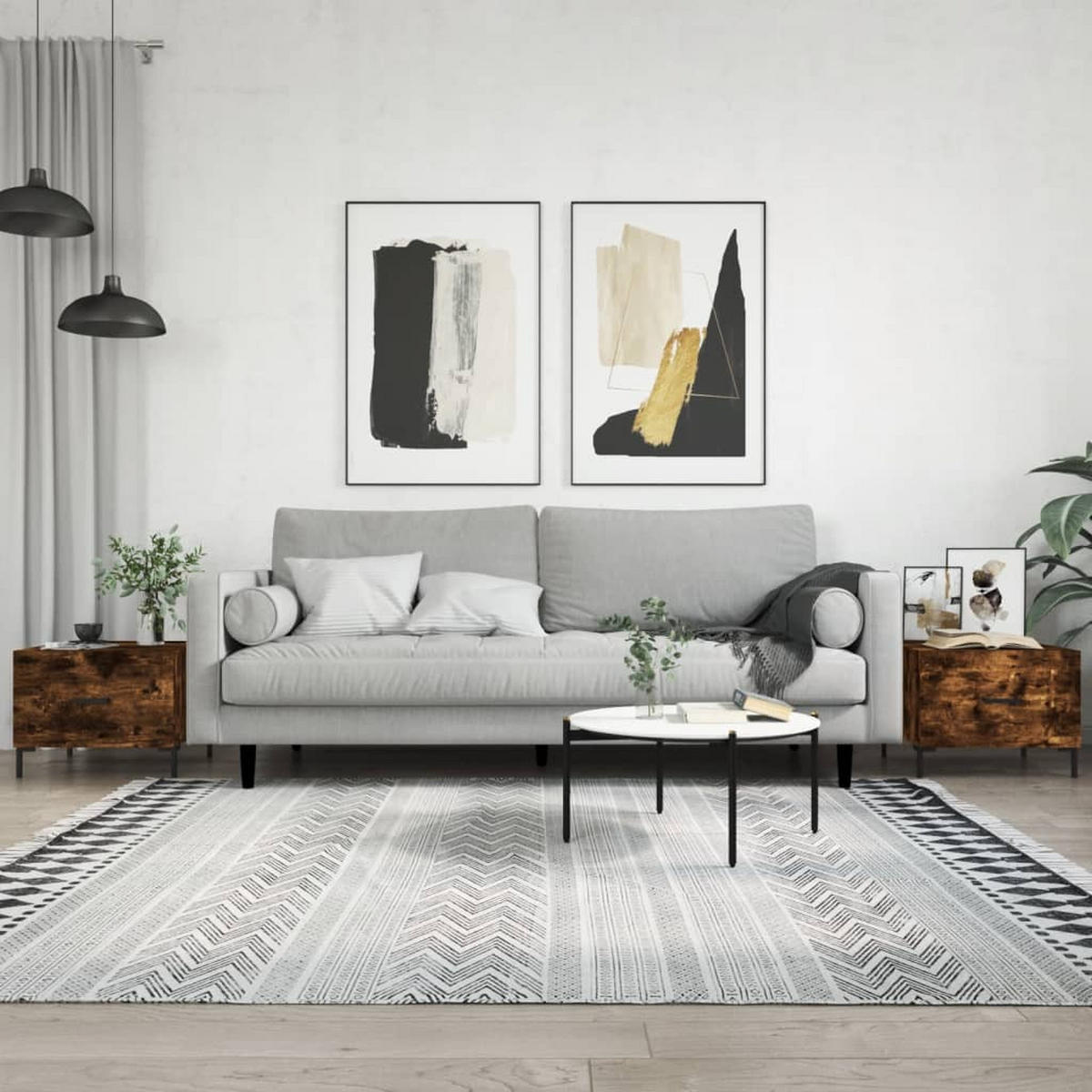 COUCHTISCHE 2 Stk. Räuchereiche 50x50x40 cm Holzwerkstoff - Braun, Holzwerkstoff (50/50/40cm) - furnicato