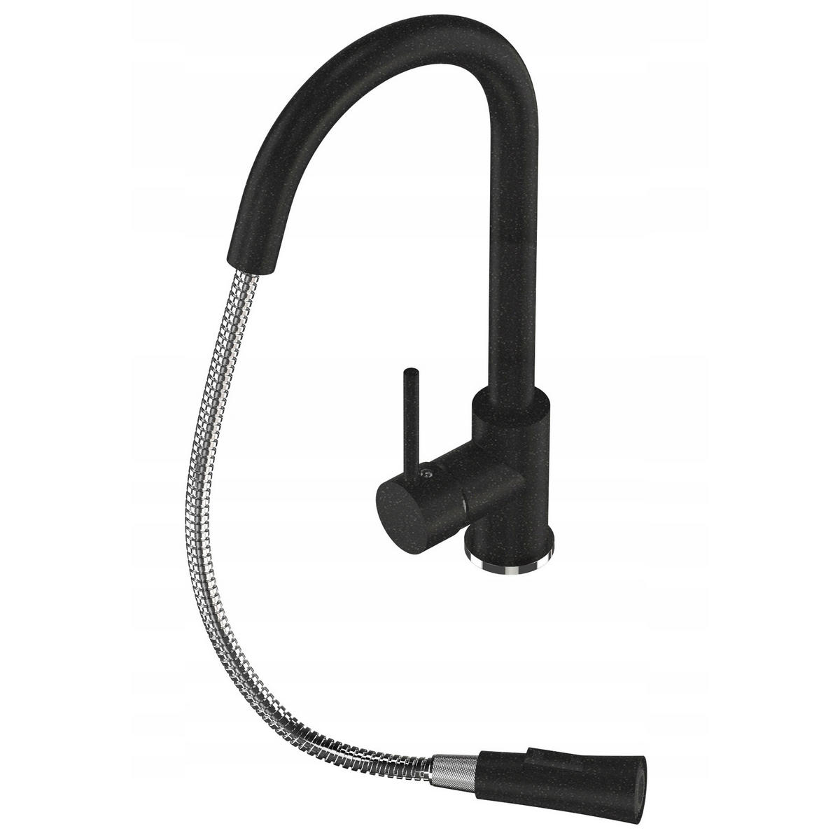 SPÜLBECKEN Best mit Batterie Siphon - Schwarz, Kunststoff/Stein (50/40/18cm) - Granitan