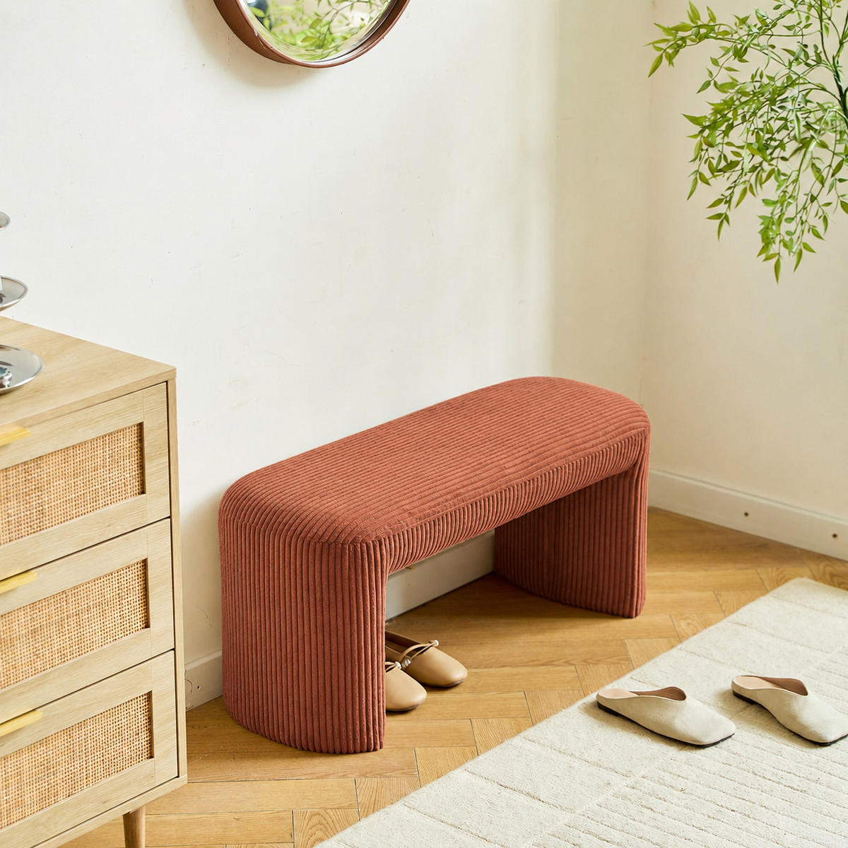 SITZBANK Cord Terracotta - Rot, Textil (90/41/35cm) - Nordlys