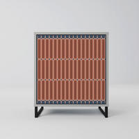 SIDEBOARD HYPNOTIC GATE, Grau, 57,5x42x67,5 cm, Schwarze Metall-Rahmenfüße - Multicolor/Schwarz, Holzwerkstoff/Metall (57.5/67.5/42cm) - SpaceRebels