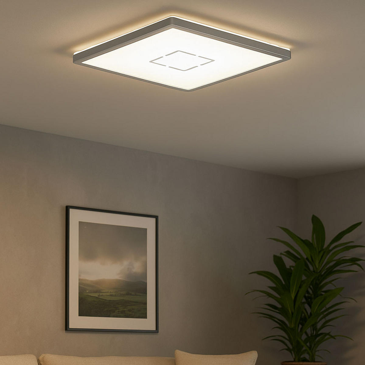 LED DECKENLEUCHTE Silber Backlight - Silberfarben, Kunststoff (29.3/29.3/2.8cm) - Briloner