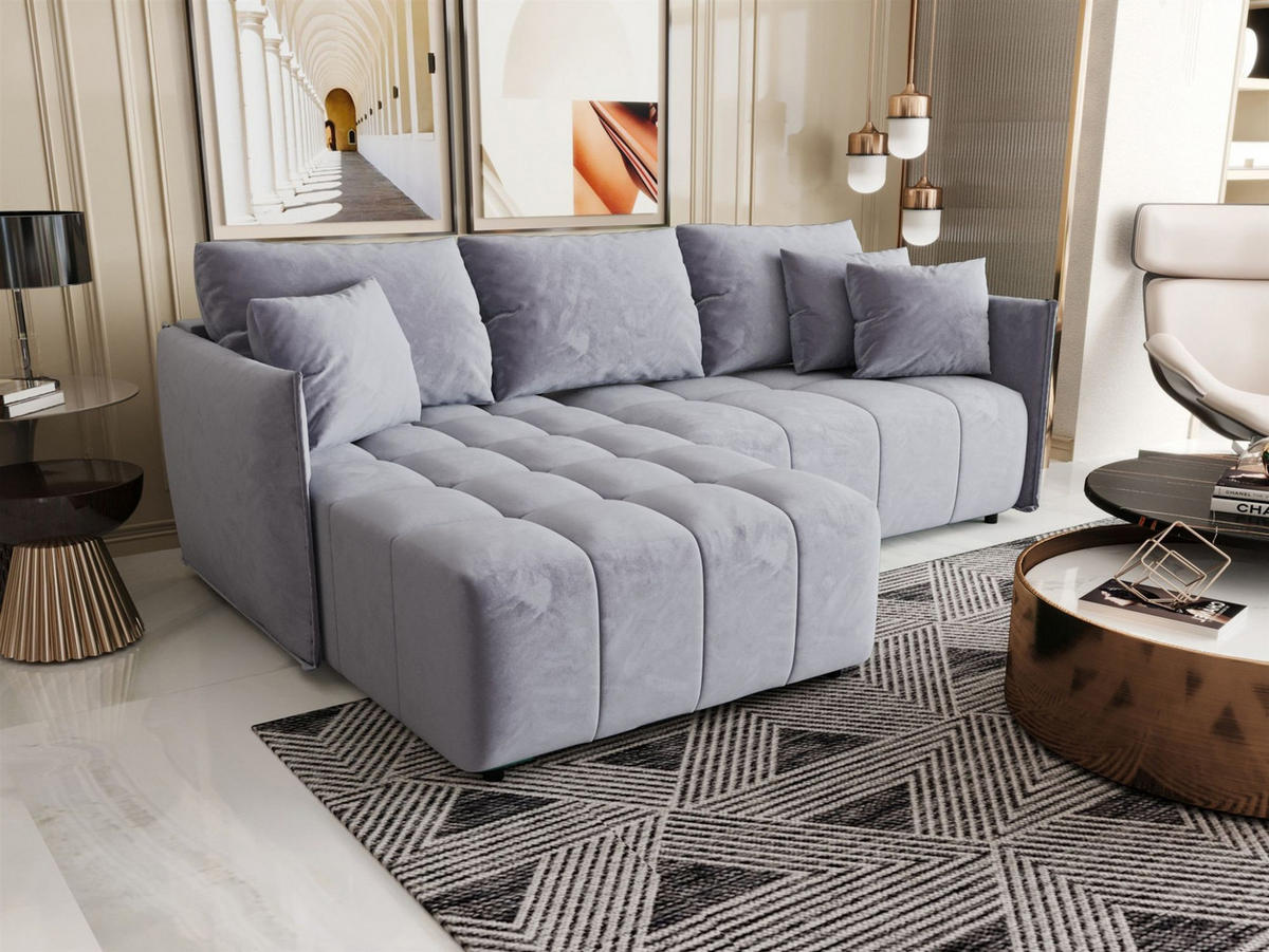 ECKSOFA Treviso - Hellblau, Holzwerkstoff/Textil (245/185cm) - Fun Möbel
