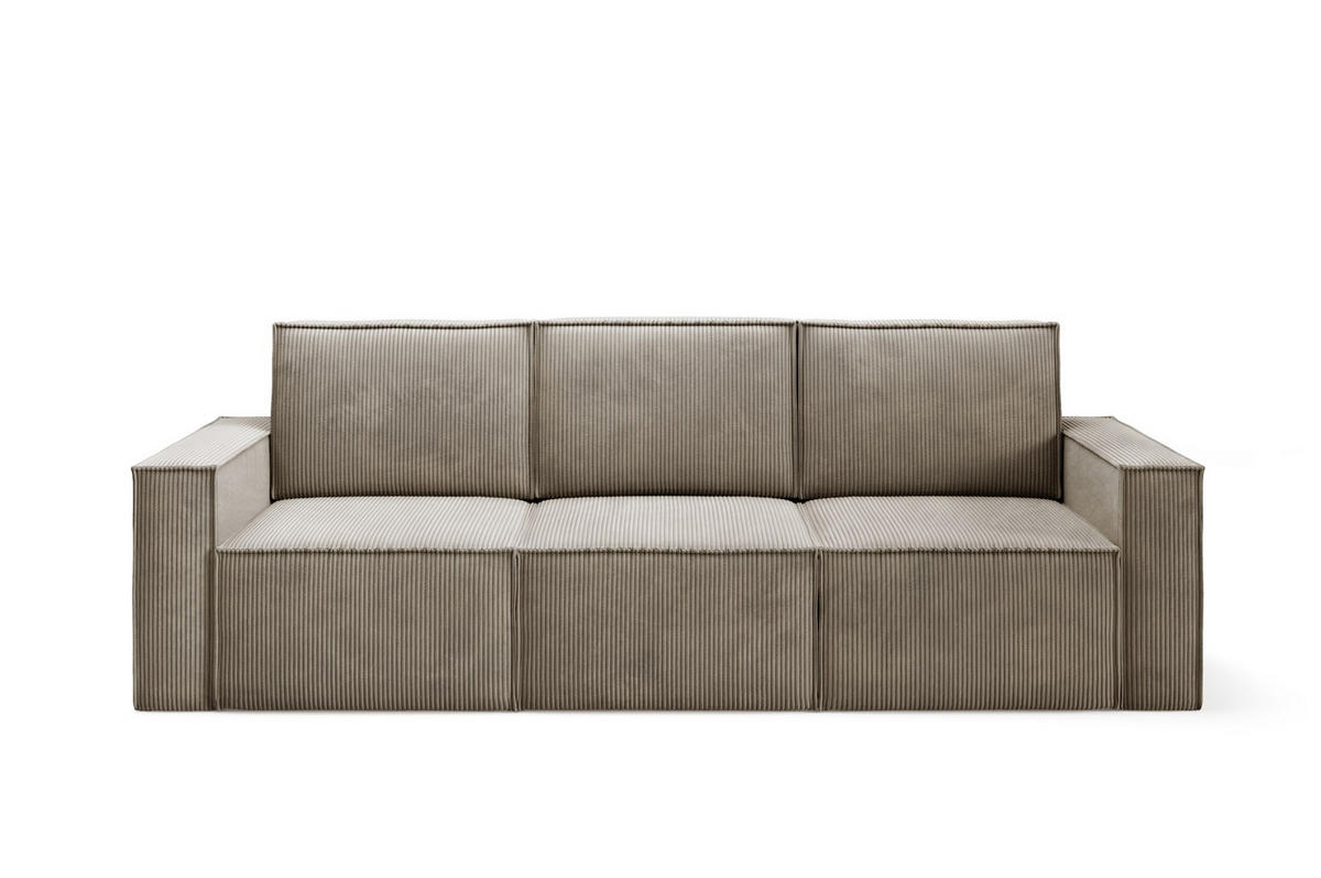 SOFA Orto Hellbraun, Dreisitzer Polstersofa - Hellbraun, Holzwerkstoff/Textil (247/93/82cm) - Bettso