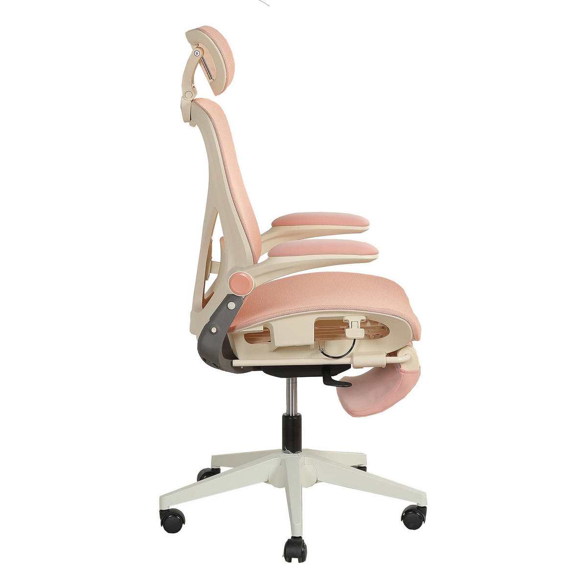 DREHSTUHL 67/67/129 cm pink aus Mesh mit klappbarer Rückenlehne und Taillenstütze - Pink, Textil (62/129/48.5cm) - OKWISH