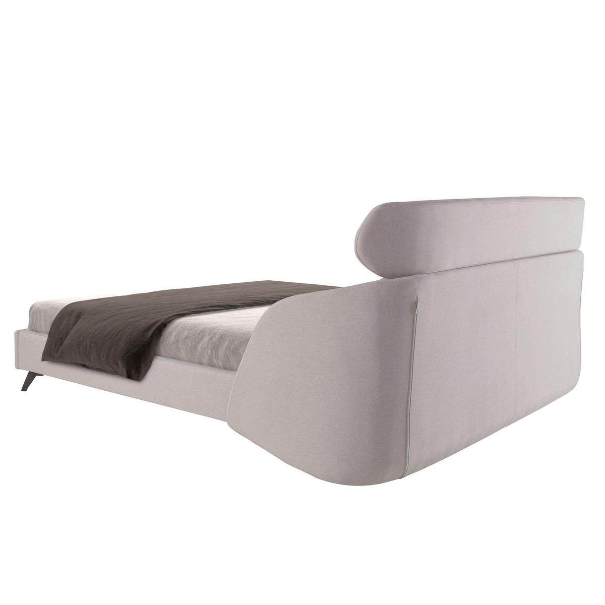 BETT Bett aus hellgrauem Stoff 207/250/102 cm - Hellgrau/Schwarz, Textil (180/200cm) - ANGEL CERDA