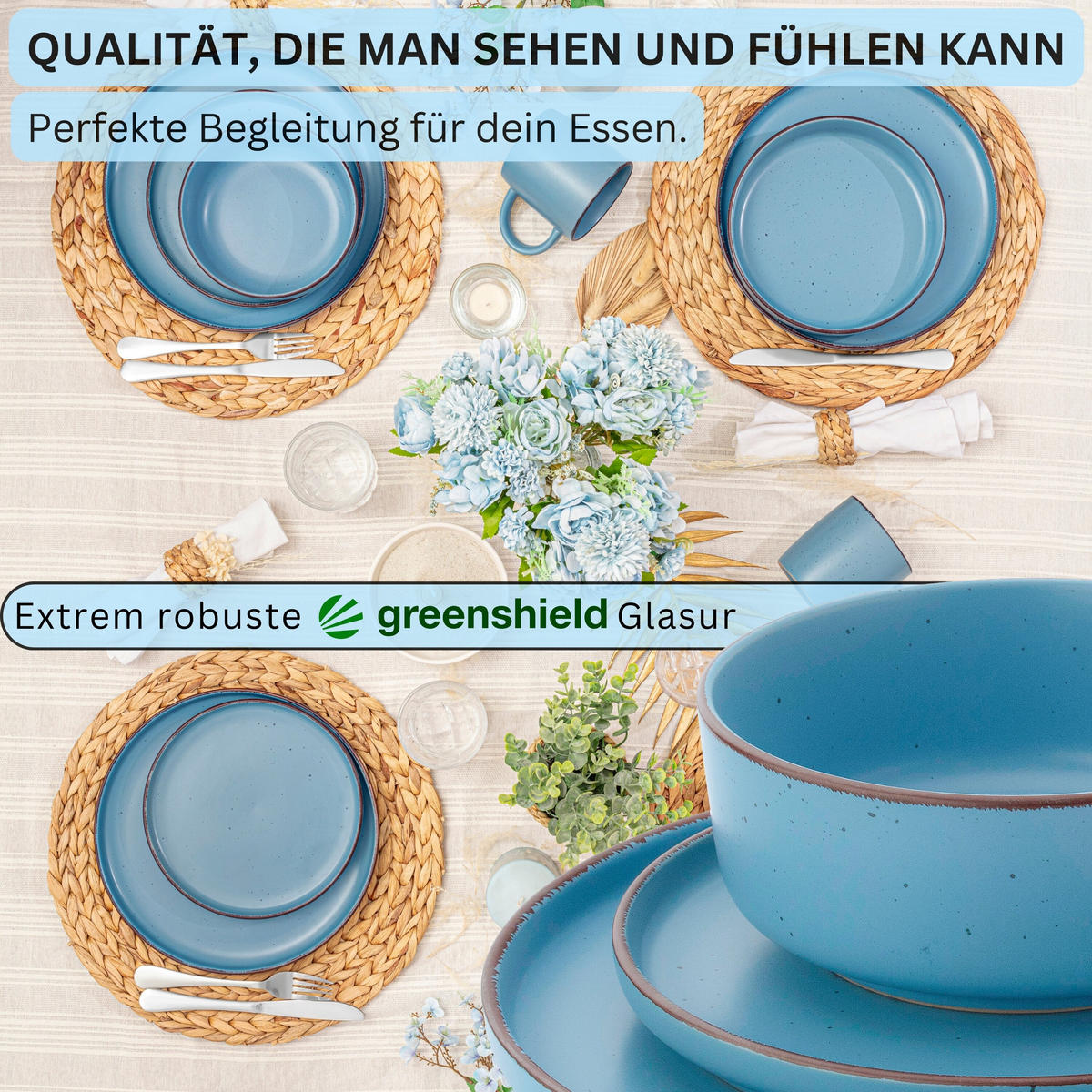 KOMBISERVICE BOMBAY SAPHIR - 20 teilig aus Steingut - Blau, Stein (27/9.5/27cm) - Sänger