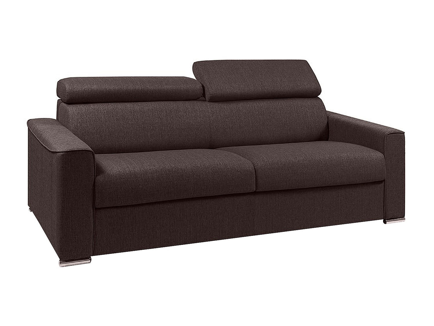 SCHLAFSOFA 4-Sitzer - Liegefläche mit Lattenrost: 160 cm - Matratze: 22 cm mit Memory Schaum - Stoff - Braun - VIZIR - Braun, Textil (216/110/223cm) - Vente-Unique