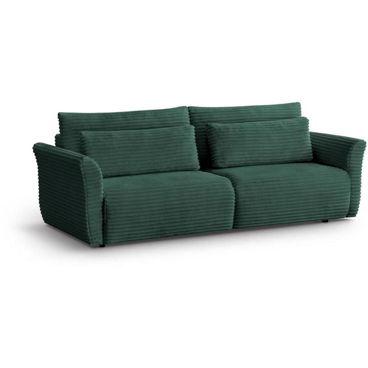 SCHLAFSOFA Samir 3-Sitzer grün - Schwarz/Grün, Kunststoff/Textil (240/92/108cm) - Beautysofa
