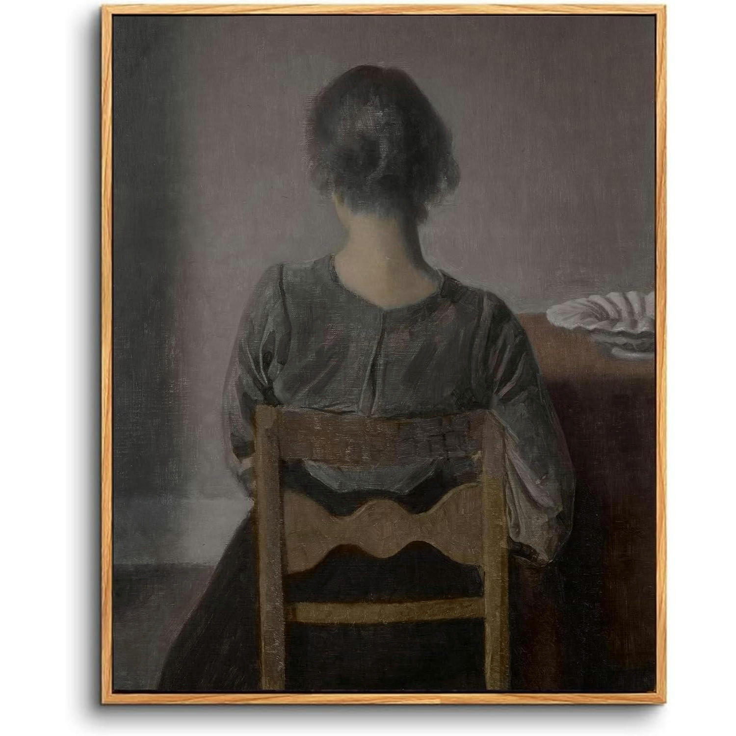 LEINWANDBILD mit Rahmen Frauenporträt 30 x 40 cm - Grau, Holz (30/0.5cm)