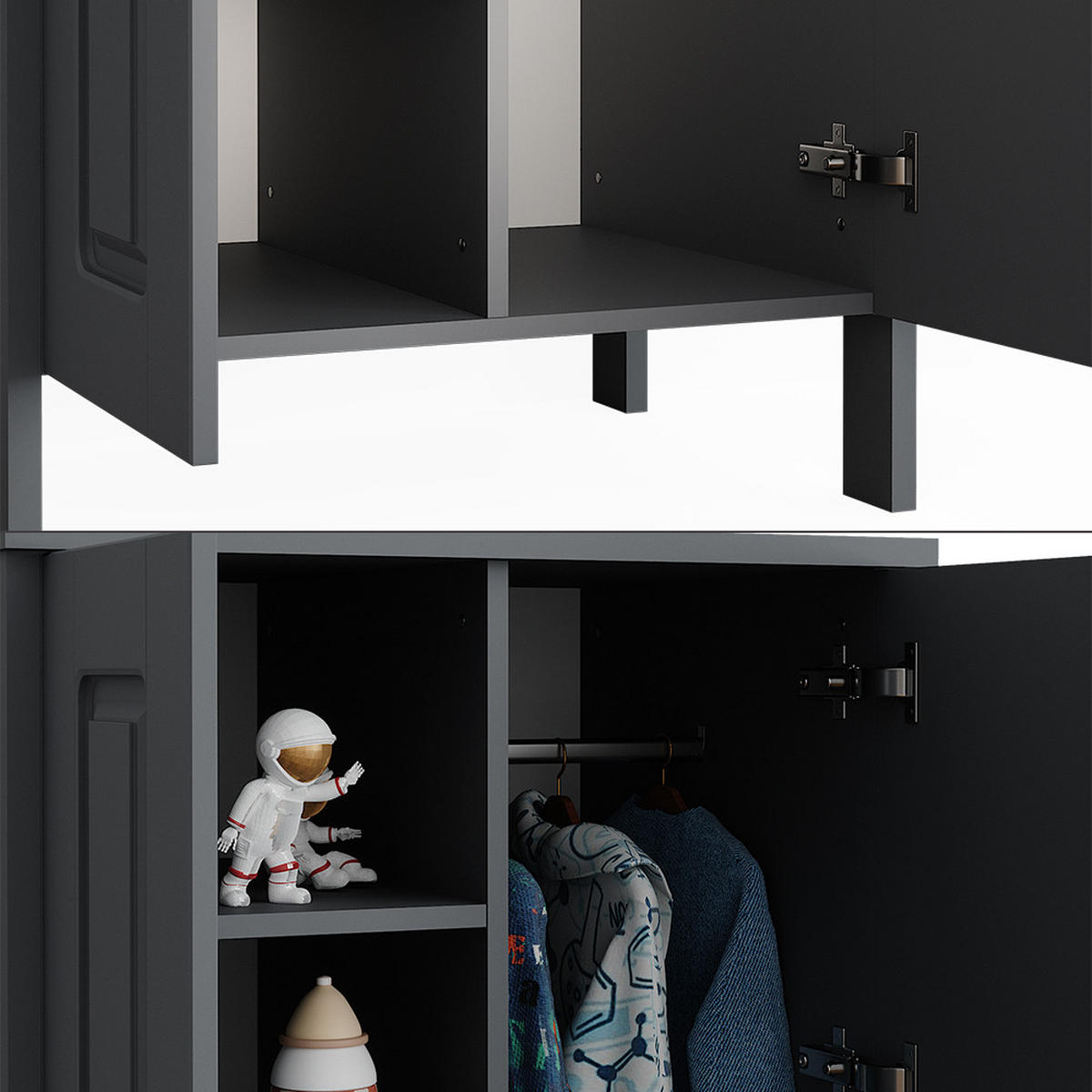 KINDERKLEIDERSCHRANK Ajaton Grau 70 x 120.6 cm - Grau, Holzwerkstoff (70/120.6/53.4cm) - VitaliSpa