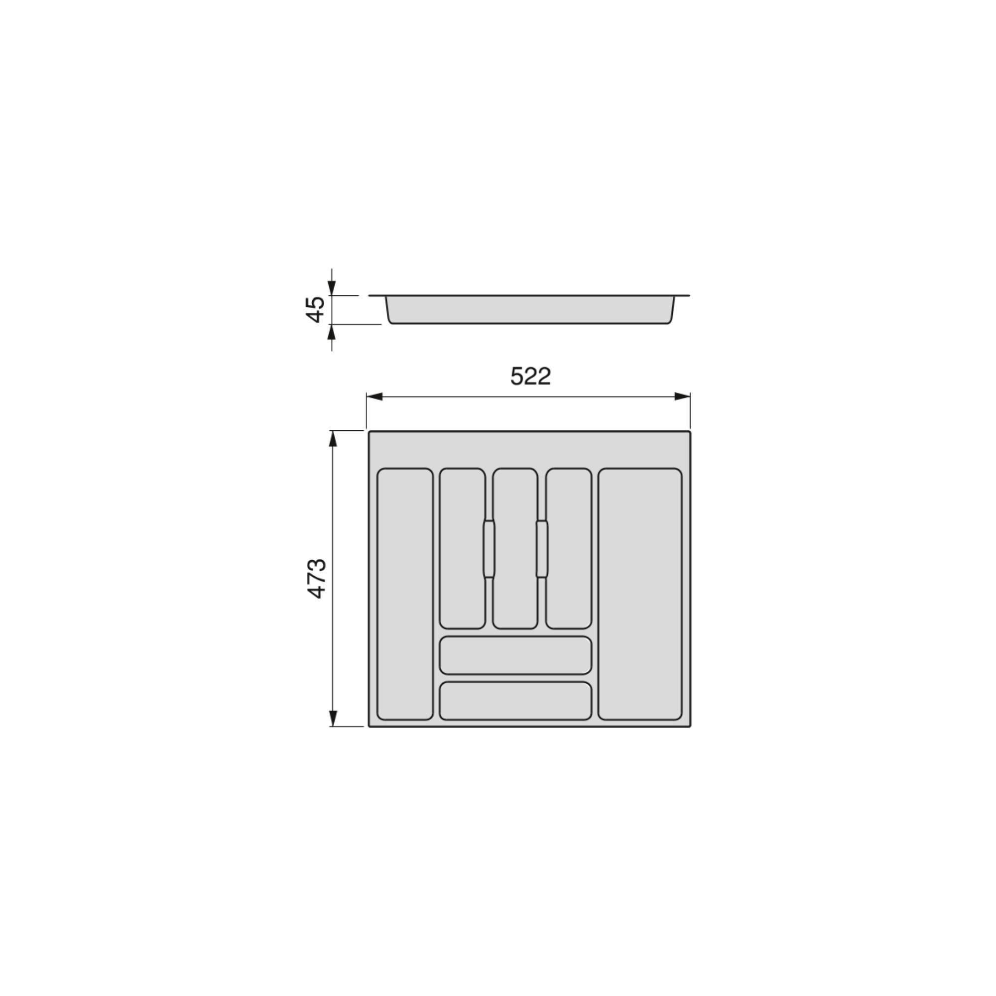 BESTECKEINSATZ Optima Vertex/Concept, Tiefe 500mm, Plattenstärkenstärke 16mm, Modul 600mm, Kunststoff, weiss - Weiß, Kunststoff (57.5/5/52cm) - EMUCA