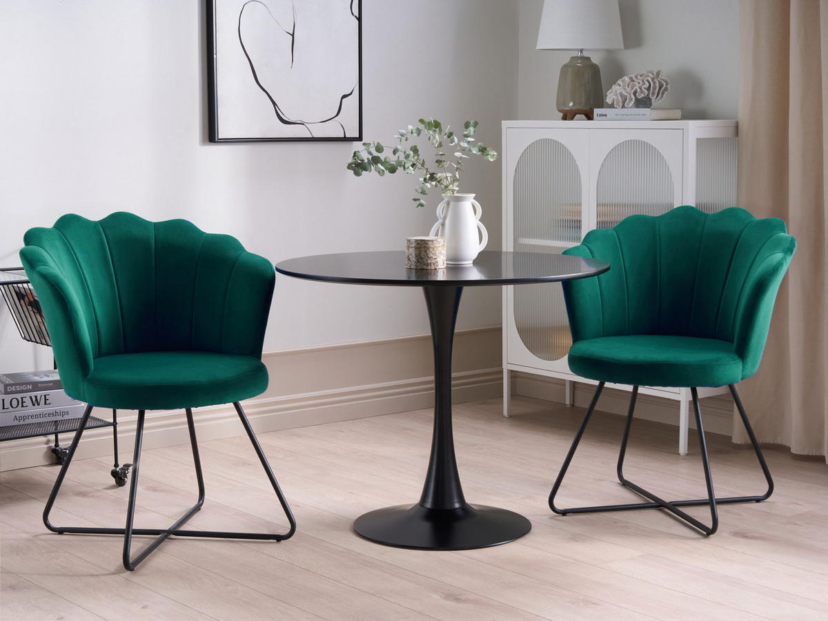 SESSEL Samtstoff Grün Lovelock - Grün, Textil/Metall (67/86/70cm) - Beliani