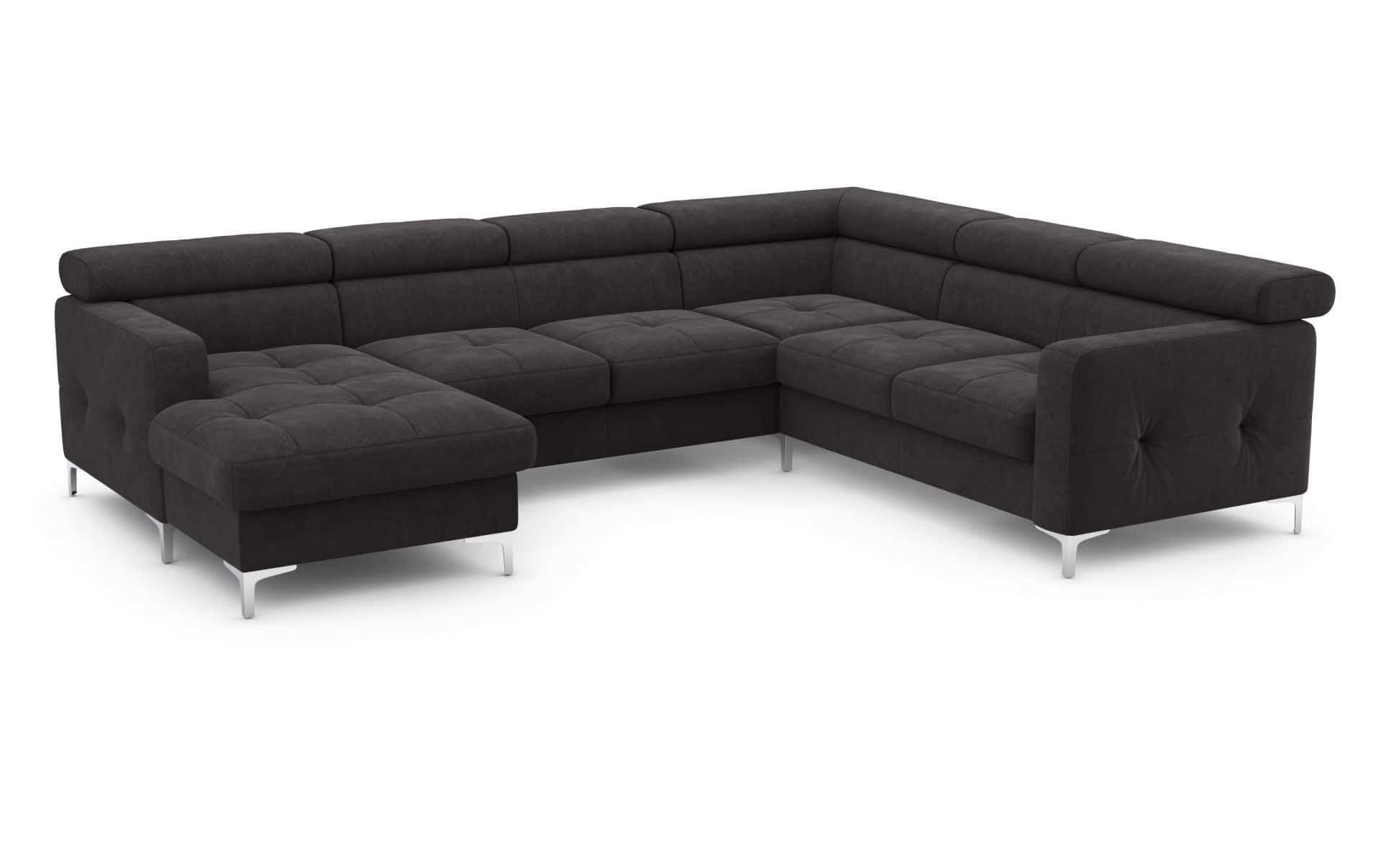 WOHNLANDSCHAFT mit Schlaffunktion und Bettkasten - Anthrazit/Silberfarben, Holz/Textil (240/74/304cm) - Cotta