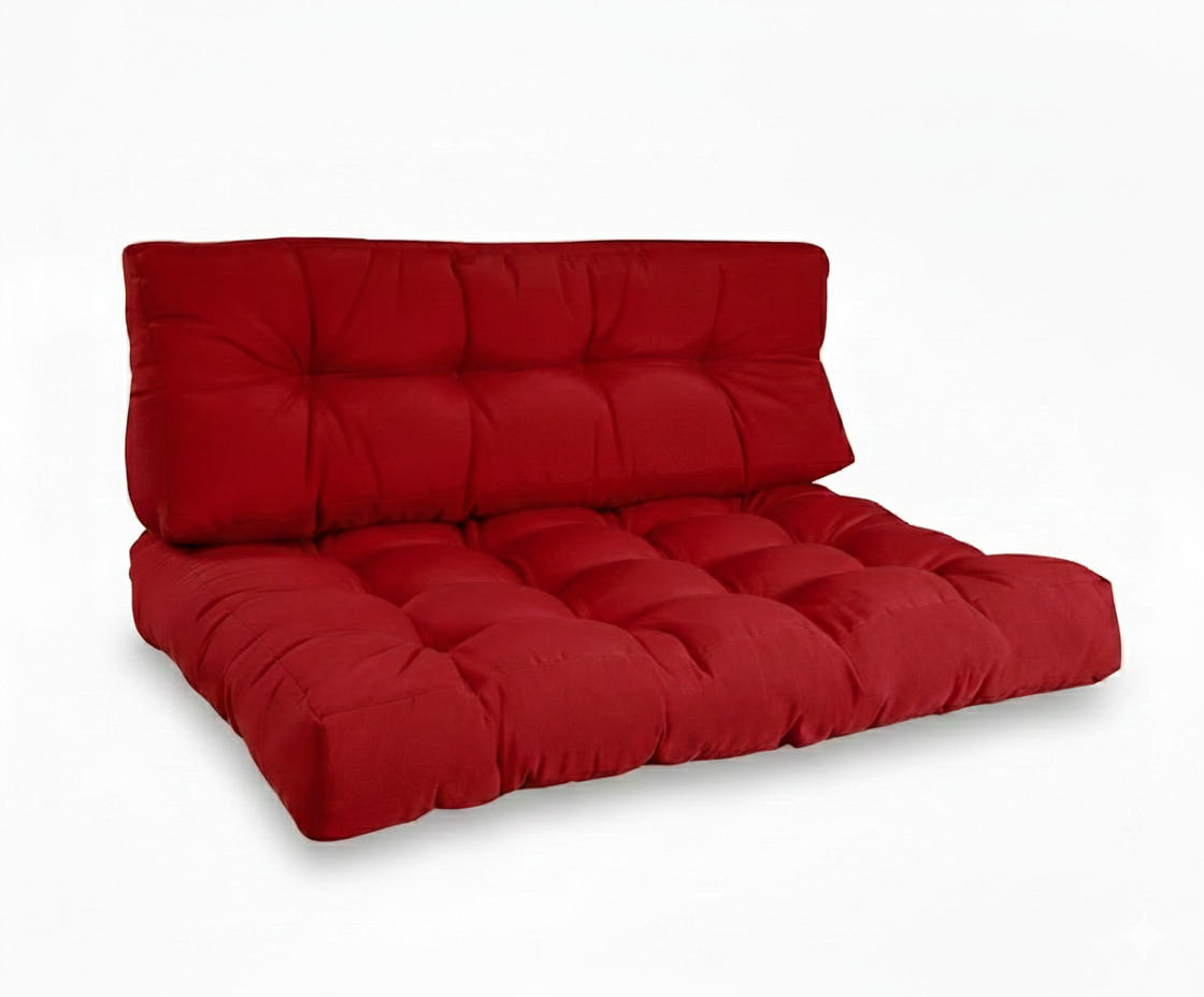 PALETTENKISSEN ECO Style Sitz 120x80x15cm Rot + Rücken (1tlg) - Rot, Textil (80/15/120cm) - Beautissu 
