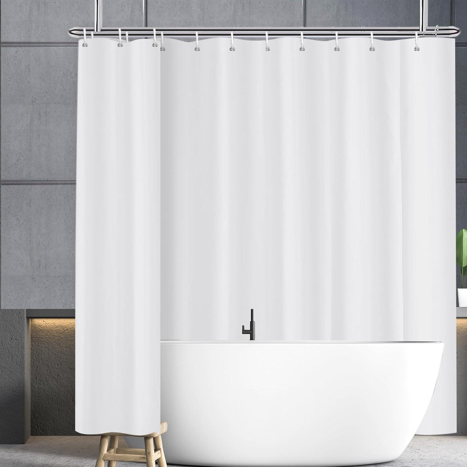 DUSCHVORHANG Weiß 200 cm wasserdicht schimmelresistent mit Schlaufe Aufhängung - Weiß, Kunststoff (240/200cm) - MCBOSON