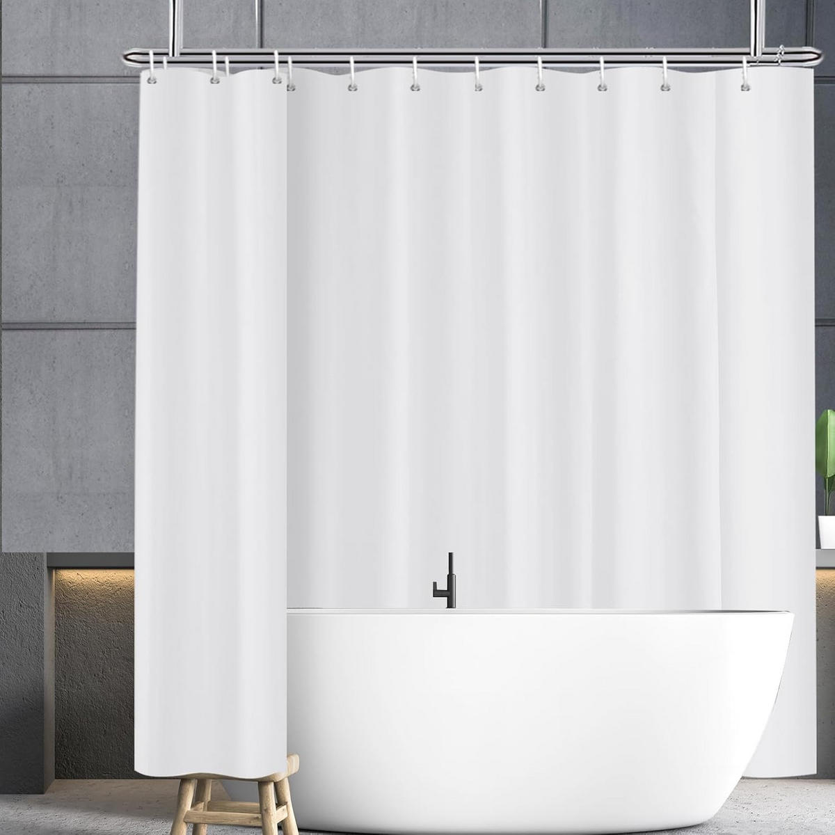 DUSCHVORHANG Weiß 240/200 cm Wasserabweisend Schimmelresistent - Weiß, Kunststoff (240/200cm) - MCBOSON